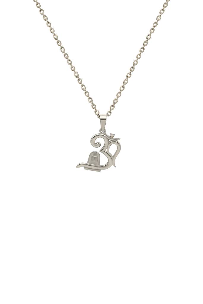 Silberry 925 Sterling Silver Om Shivling Pendant With Chain : N286