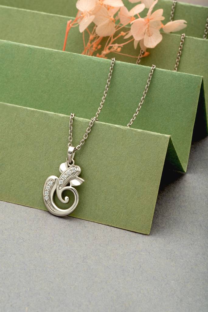 Silberry 925 Sterling Silver Ganesha Glow Pendant With Chain : N288