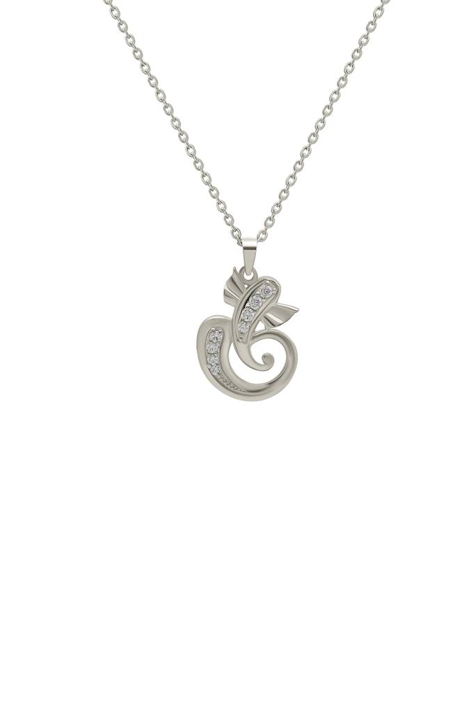 Silberry 925 Sterling Silver Ganesha Glow Pendant With Chain : N288