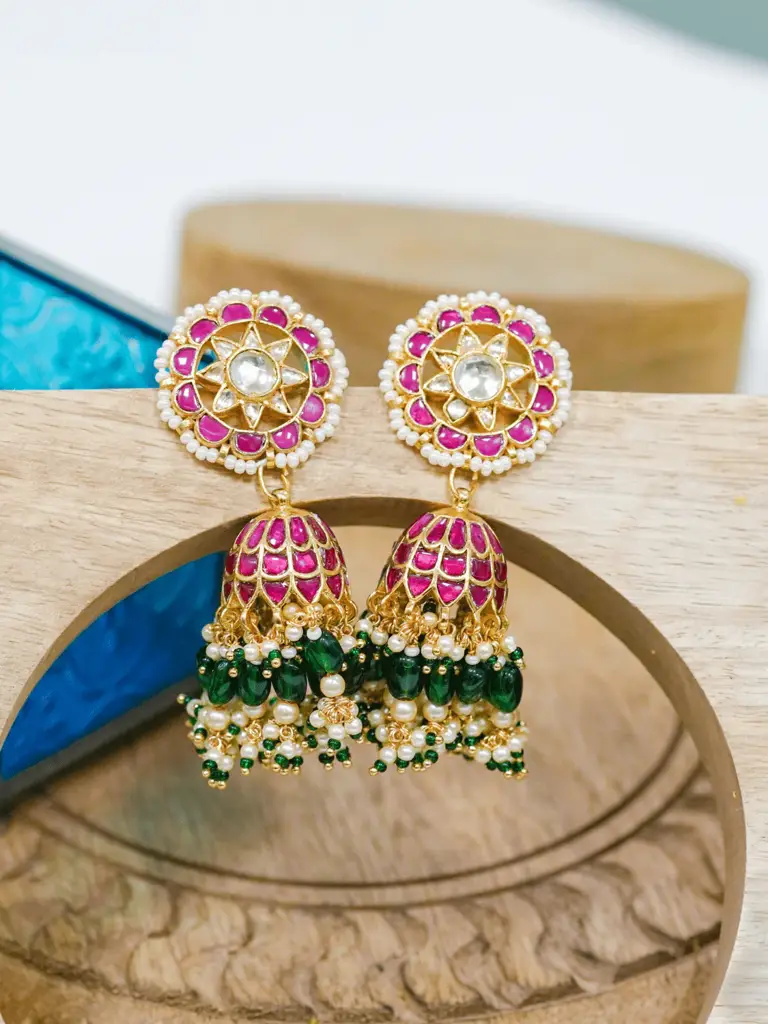 Sanvi Multicolour Kundan Jhumkas : N302
