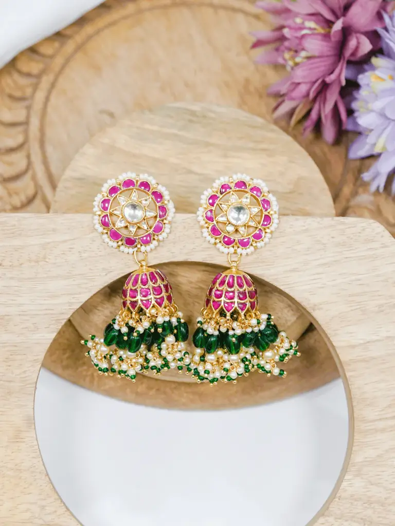 Sanvi Multicolour Kundan Jhumkas : N302
