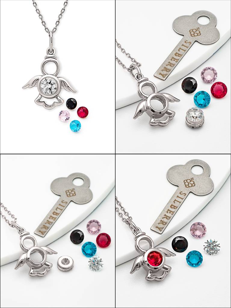 Silberry 925 Sterling Silver Angelic Turtle Pendant With Chain (5 In 1 Crystal) : N333