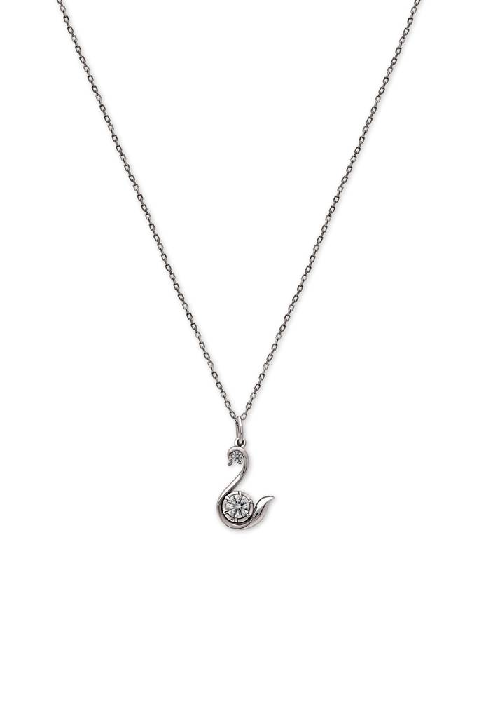 Silberry 925 Sterling Silver Swan Pendant With Chain (5 In 1 Crystal) : N339