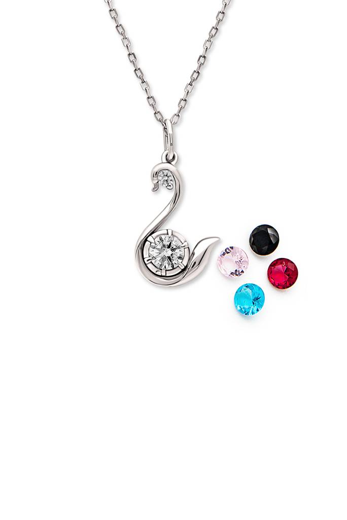 Silberry 925 Sterling Silver Swan Pendant With Chain (5 In 1 Crystal) : N339
