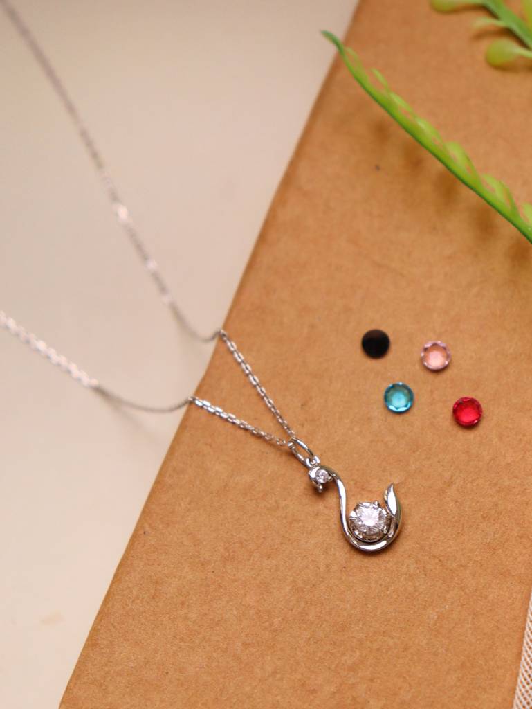 Silberry 925 Sterling Silver Swan Pendant With Chain (5 In 1 Crystal) : N339