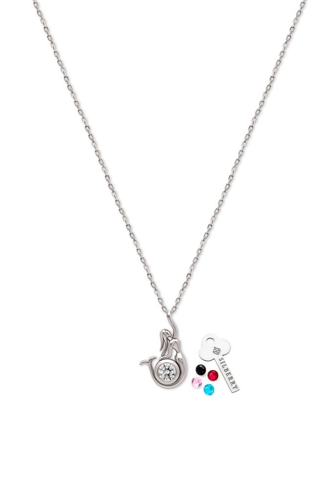 Silberry 925 Sterling Silver Mermaid Pendant With Chain (5 In 1 Crystal) : N343