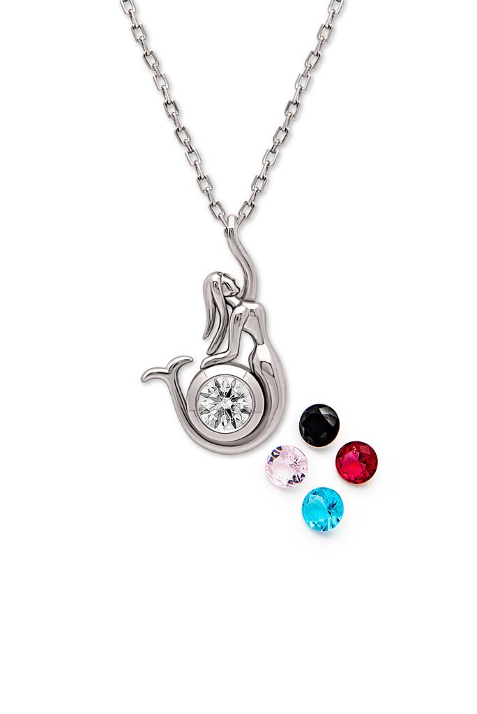 Silberry 925 Sterling Silver Mermaid Pendant With Chain (5 In 1 Crystal) : N343