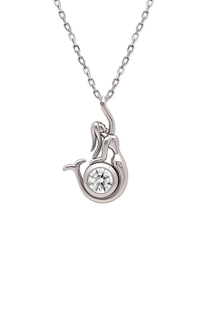 Silberry 925 Sterling Silver Mermaid Pendant With Chain (5 In 1 Crystal) : N343