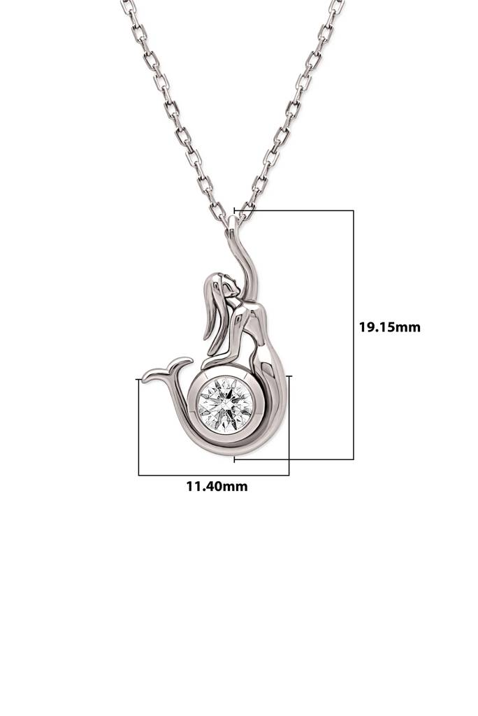 Silberry 925 Sterling Silver Mermaid Pendant With Chain (5 In 1 Crystal) : N343