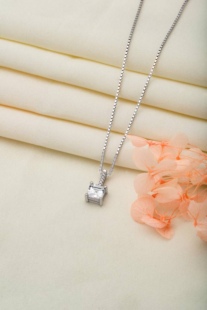 Silberry 925 Sterling Silver Mini Cube Pendant With Box Chain  Sterling Silver Silver