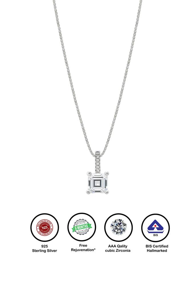 Silberry 925 Sterling Silver Mini Cube Pendant With Box Chain : N3514
