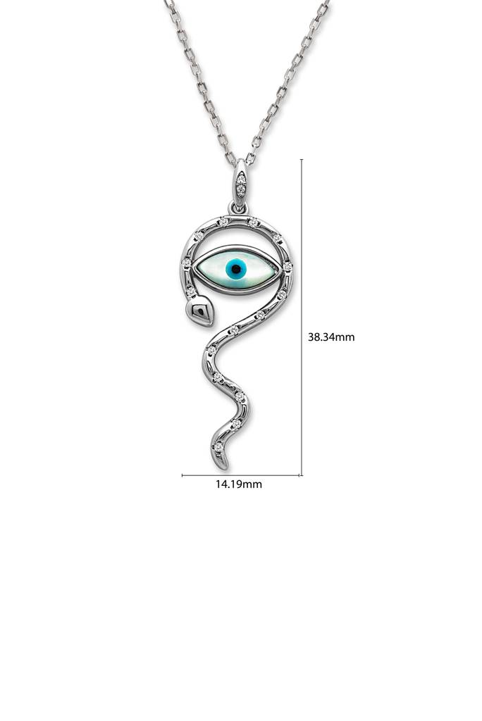 Silberry 925 Sterling Silver Snakey Evil Eye Pendant With Chain : N354