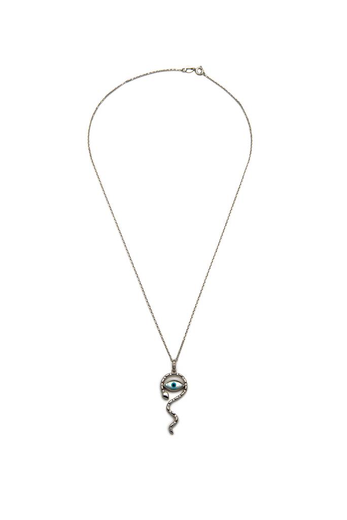 Silberry 925 Sterling Silver Snakey Evil Eye Pendant With Chain : N354