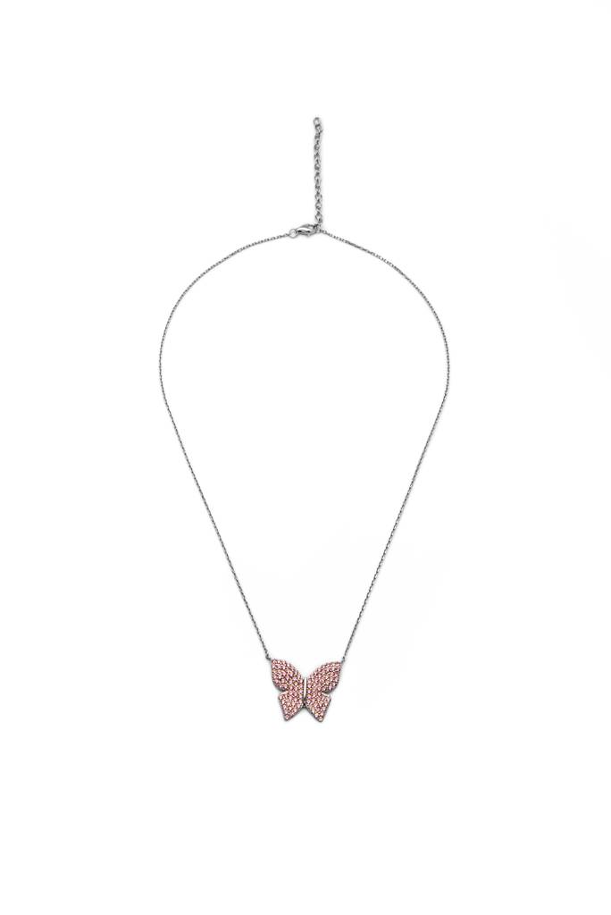 Silberry 925 Sterling Silver Pink Flutter Necklace : N360