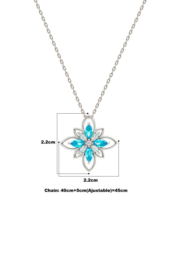 Silberry 925 Sterling Silver Aqua Blue Necklace : N3613