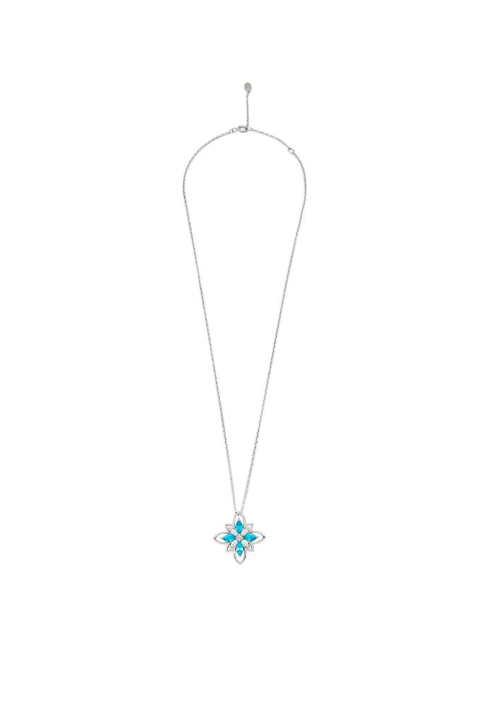 Silberry 925 Sterling Silver Aqua Blue Necklace : N3613