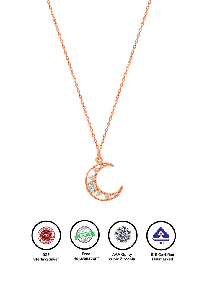 Silberry 925 Sterling Silver Cresent Pendant With Chain : N3682
