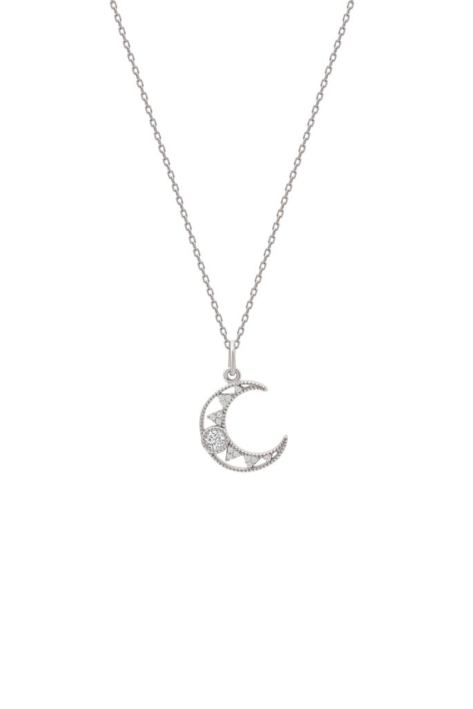 Silberry 925 Sterling Silver Cresent Pendant With Chain : N3725