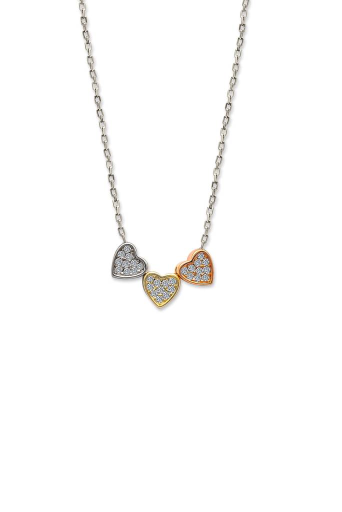 Silberry 925 Sterling Silver Triple Heart Necklace : N391