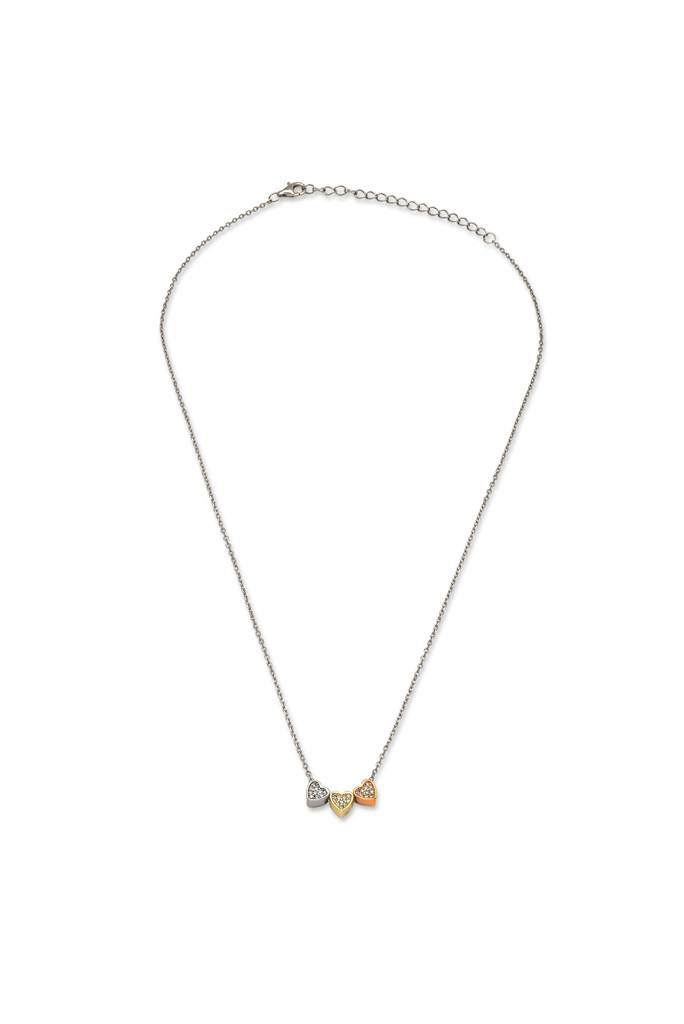 Silberry 925 Sterling Silver Triple Heart Necklace : N391