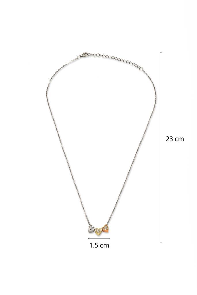 Silberry 925 Sterling Silver Triple Heart Necklace : N391