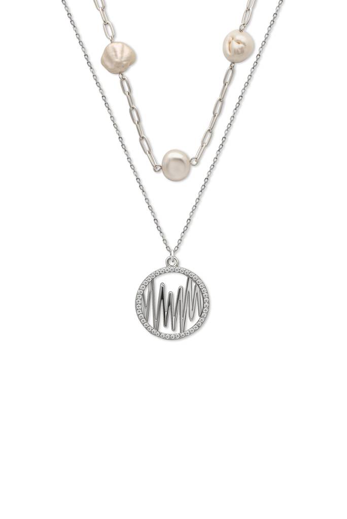 Silberry 925 Sterling Silver Pearly Abstract Necklace : N394