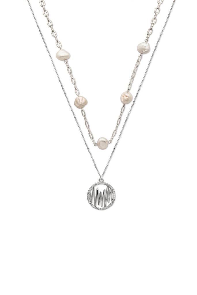 Silberry 925 Sterling Silver Pearly Abstract Necklace : N394