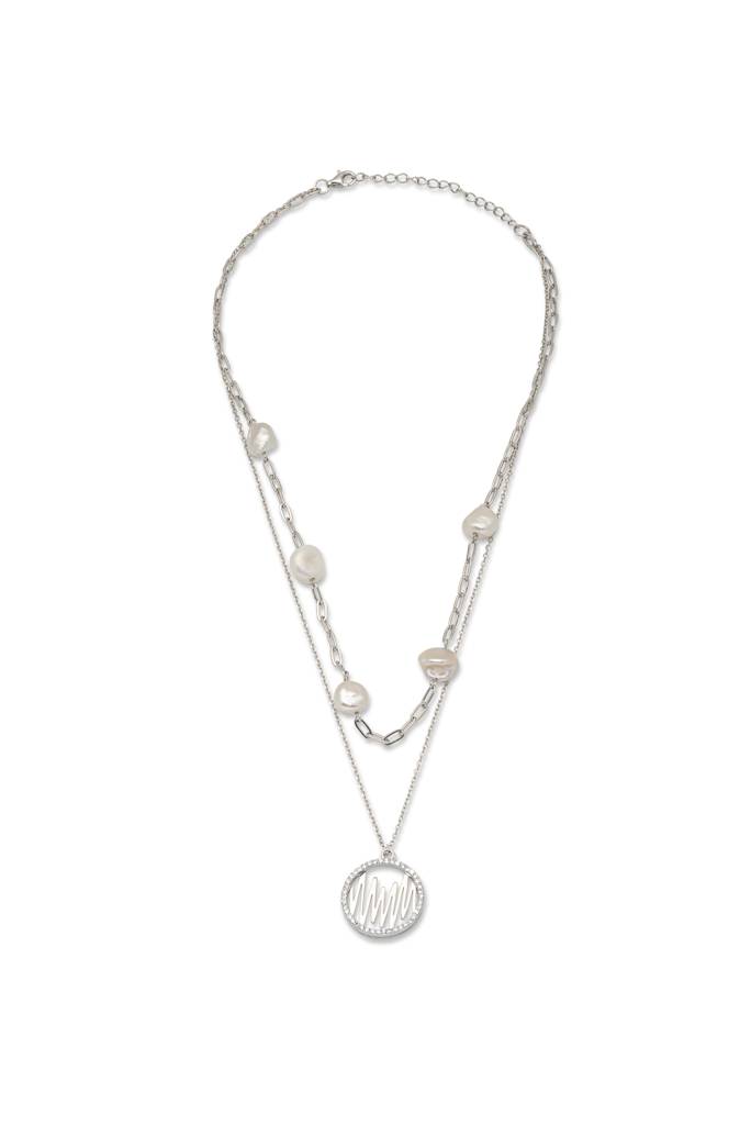 Silberry 925 Sterling Silver Pearly Abstract Necklace : N394