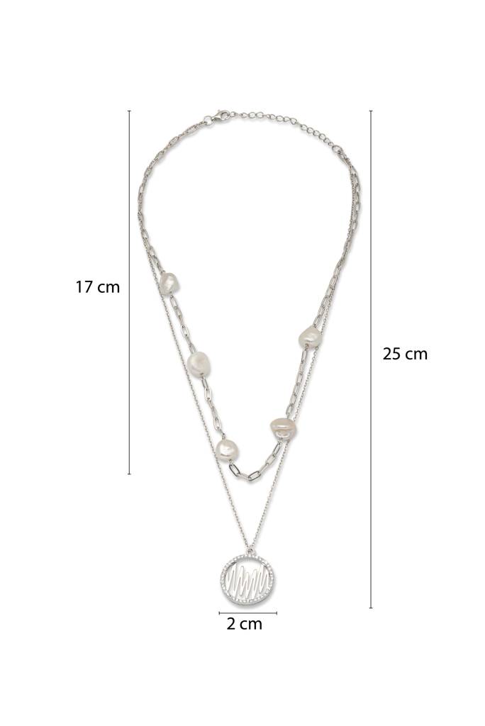 Silberry 925 Sterling Silver Pearly Abstract Necklace : N394