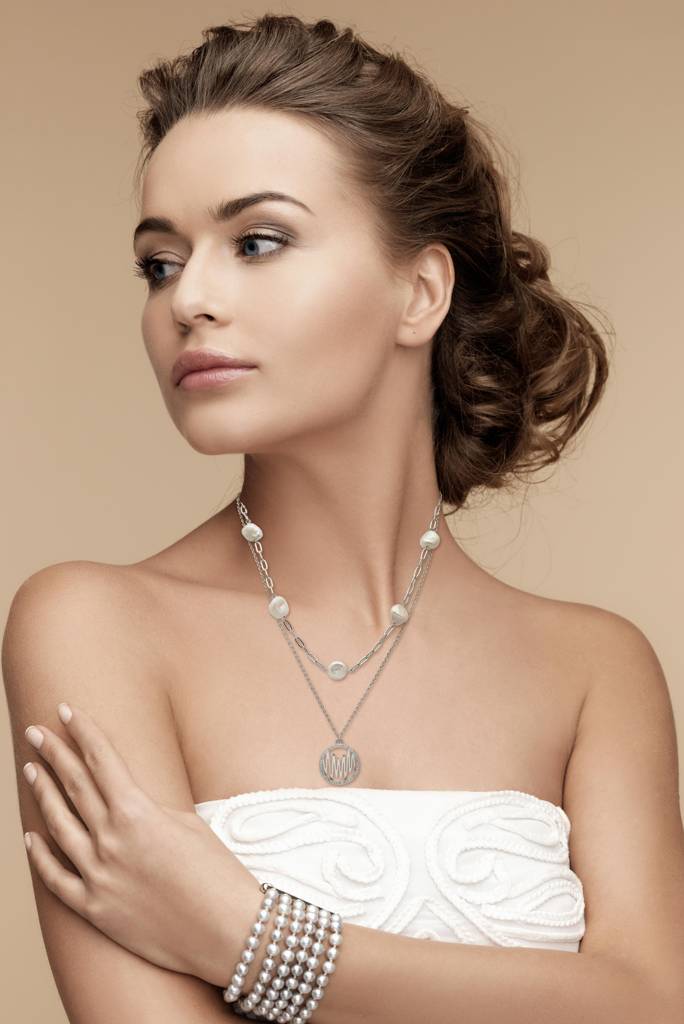 Silberry 925 Sterling Silver Pearly Abstract Necklace : N394