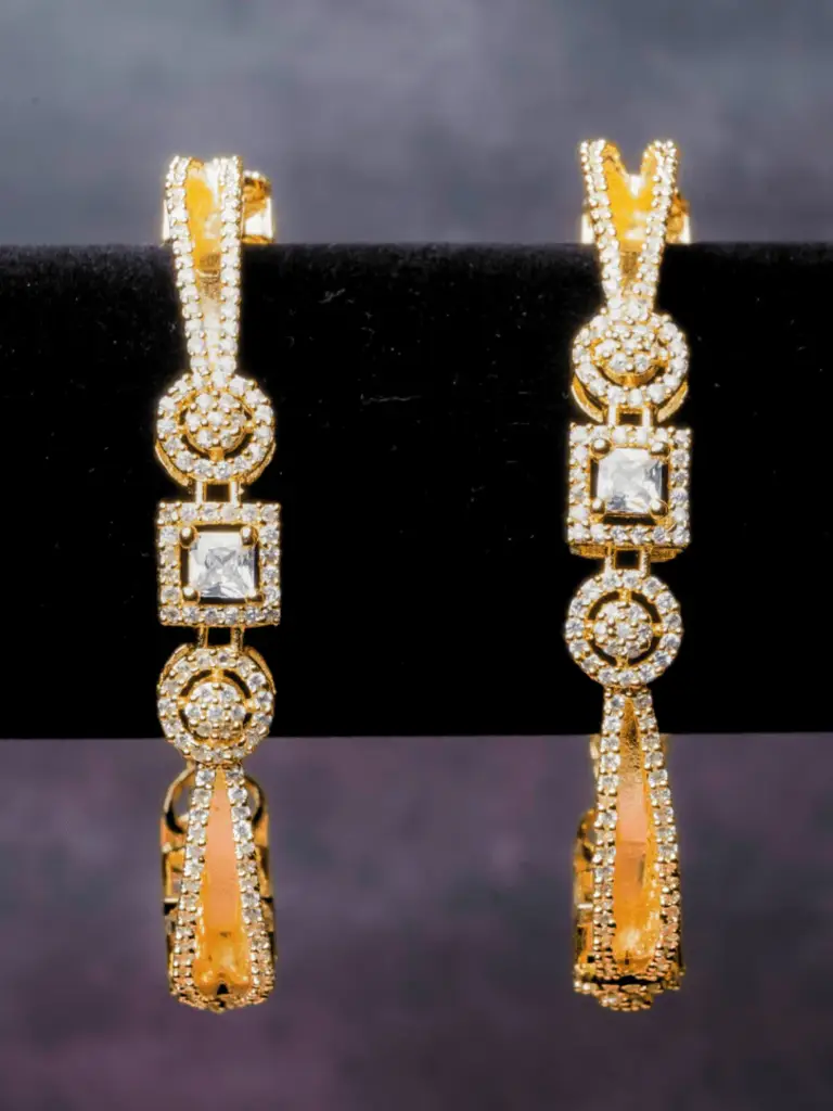 Maryam Gold American Diamond Bangle Pair : QJSEP149
