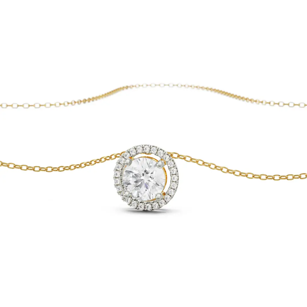 Halo Round Solitaire Necklace : NCK06