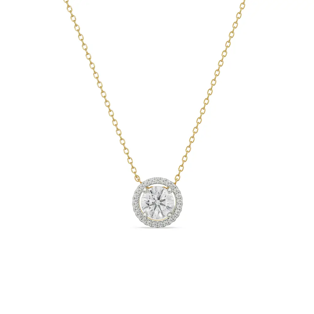 Halo Round Solitaire Necklace : NCK06
