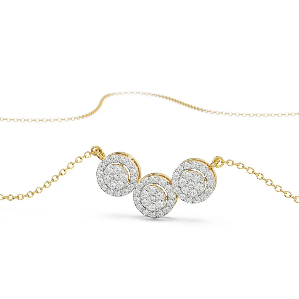 Halo Round Trio Diamond Necklace : NCK15