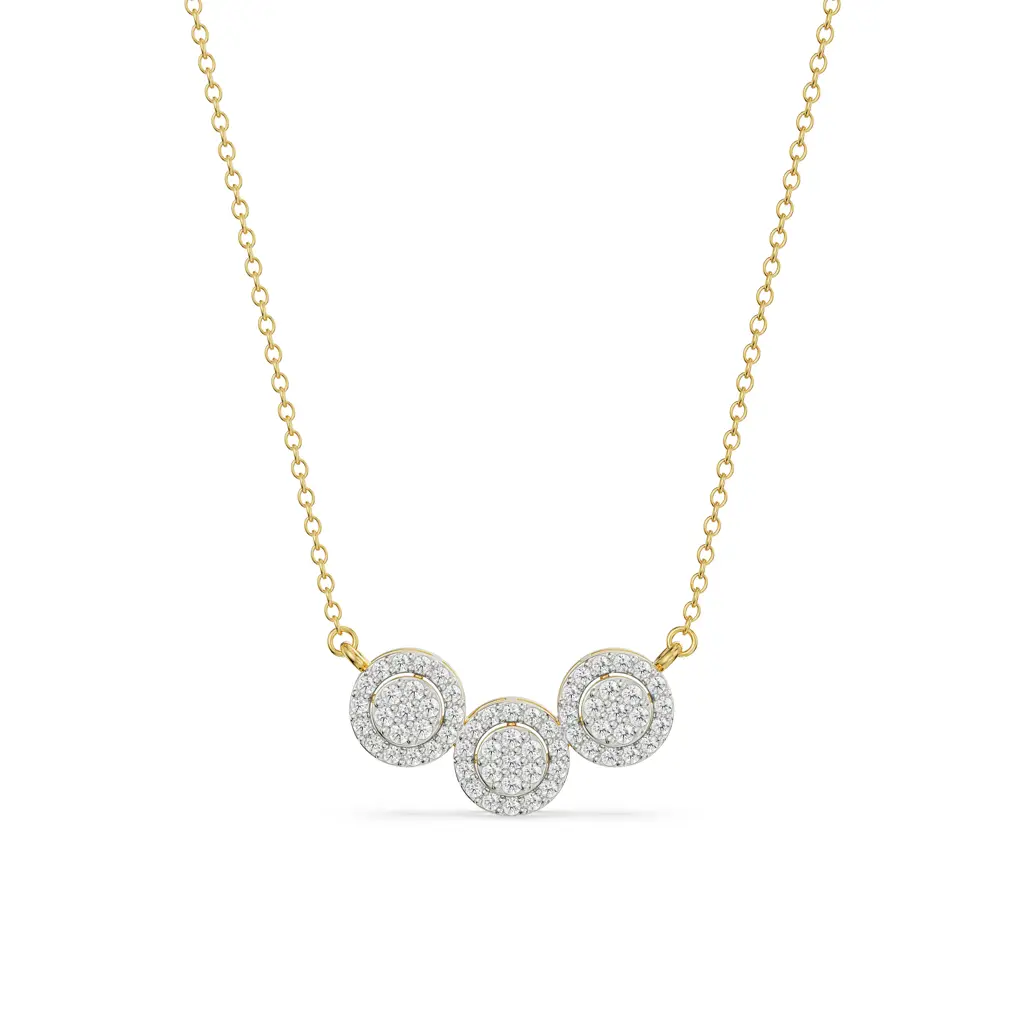 Halo Round Trio Diamond Necklace : NCK15