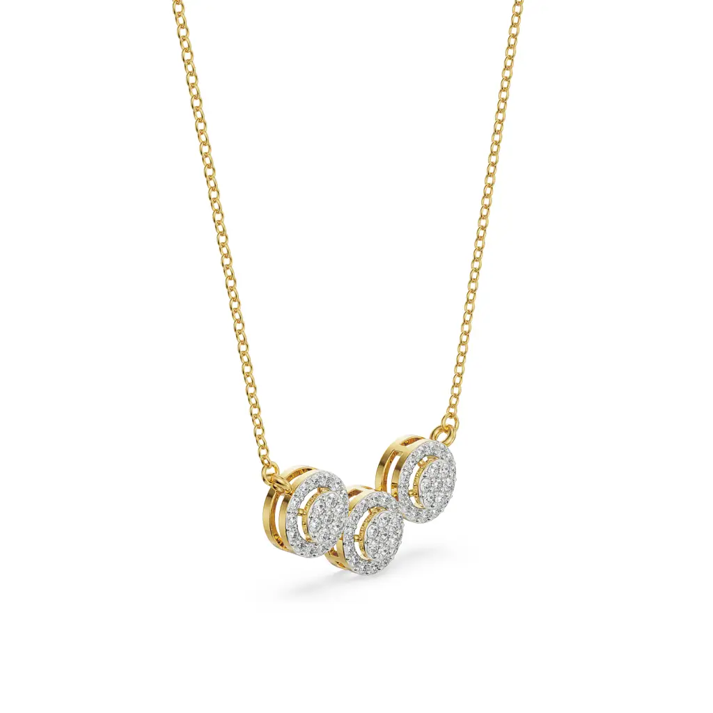 Halo Round Trio Diamond Necklace : NCK15