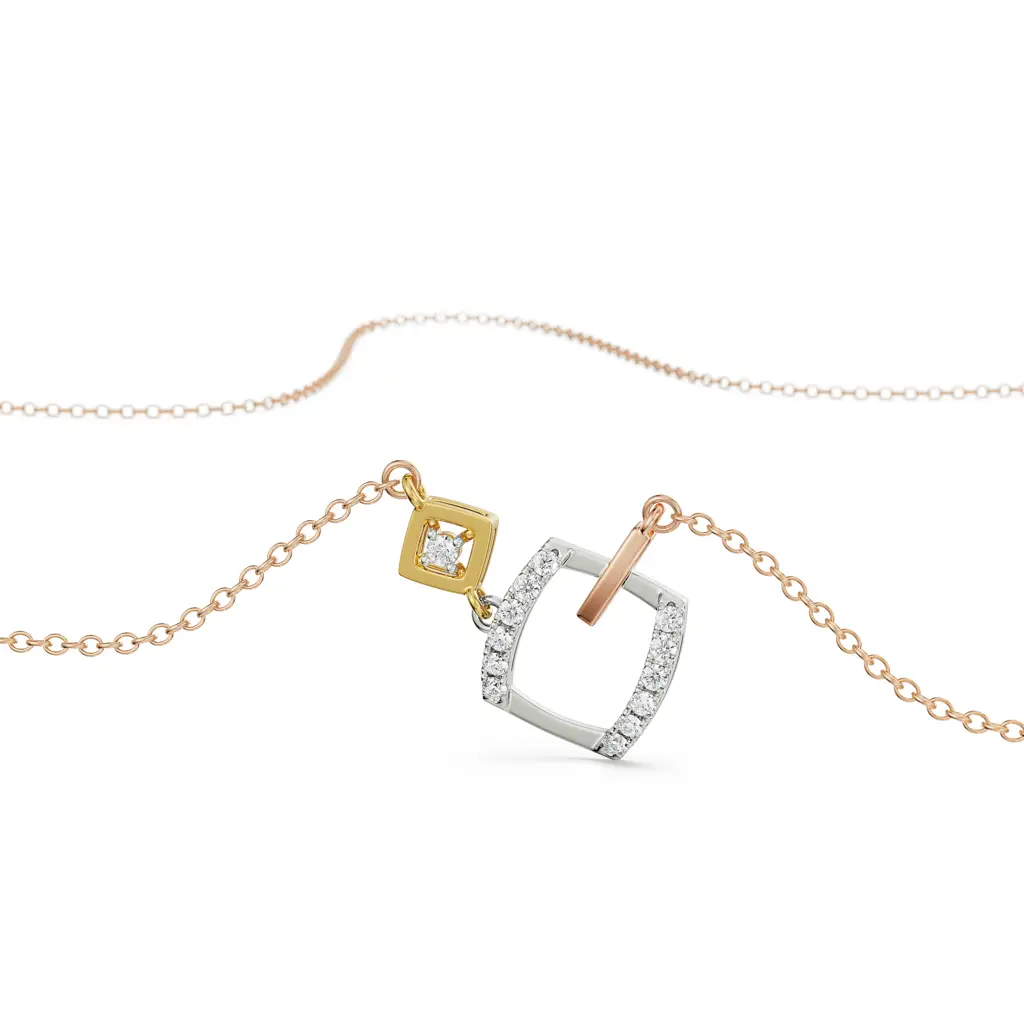 Geometric Sqaure Diamond Necklace : NCK16