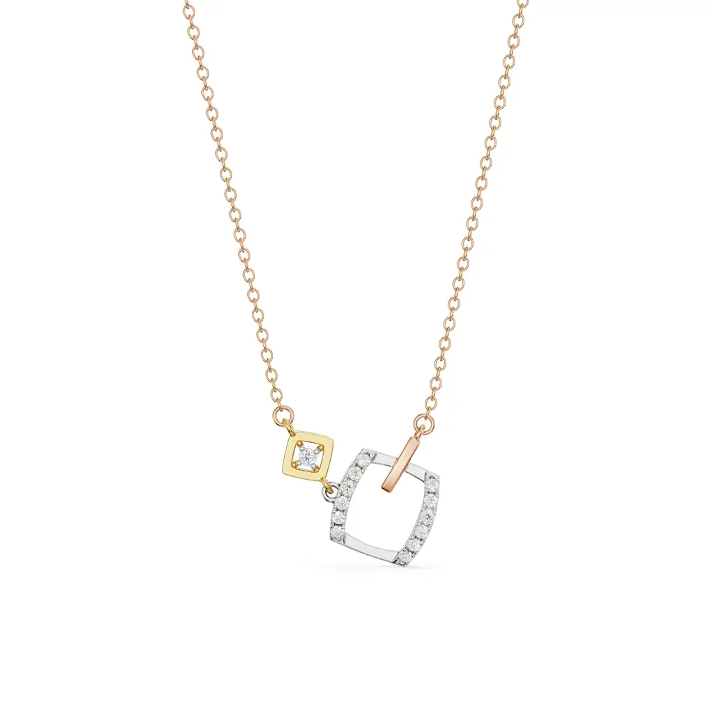 Geometric Sqaure Diamond Necklace : NCK16