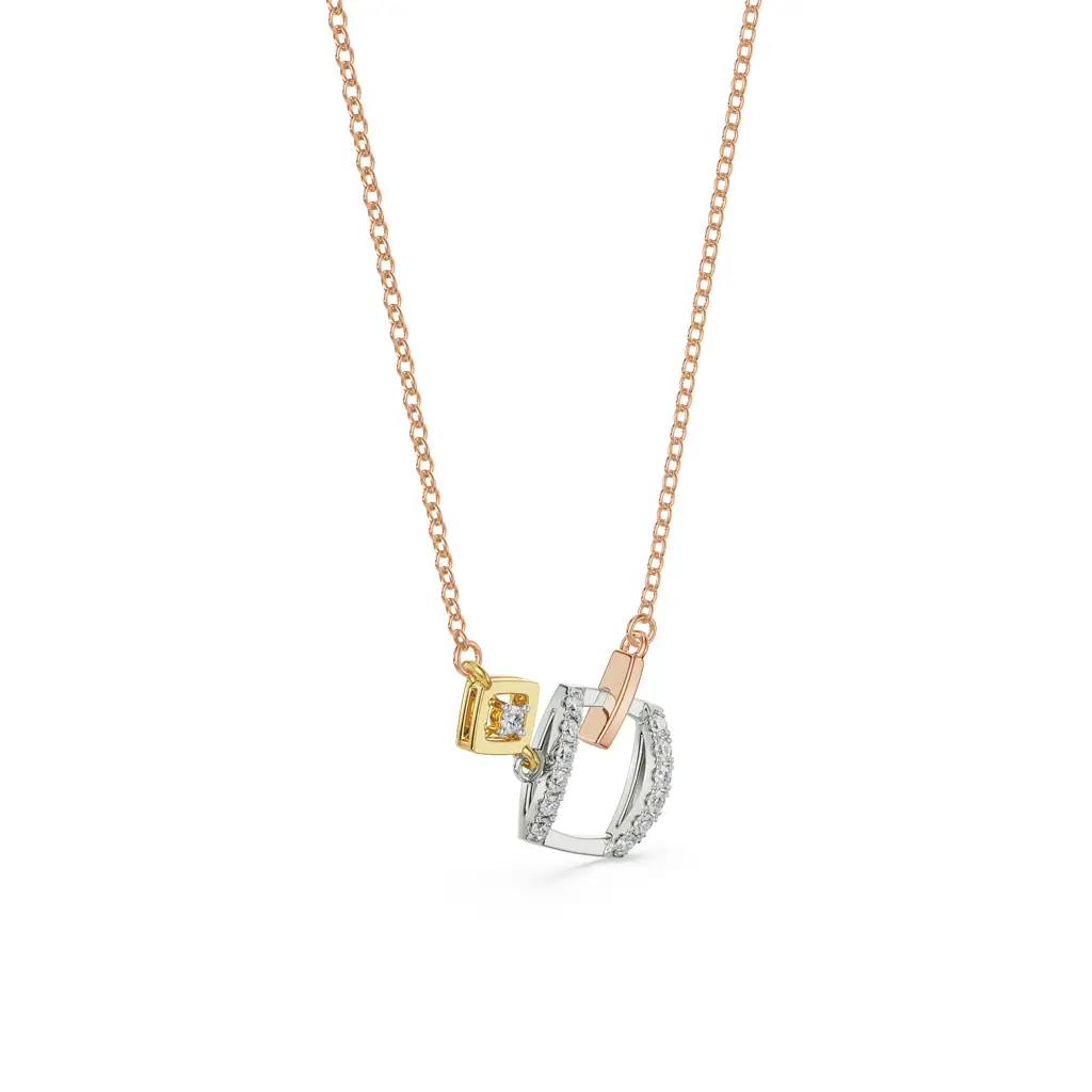 Geometric Sqaure Diamond Necklace : NCK16
