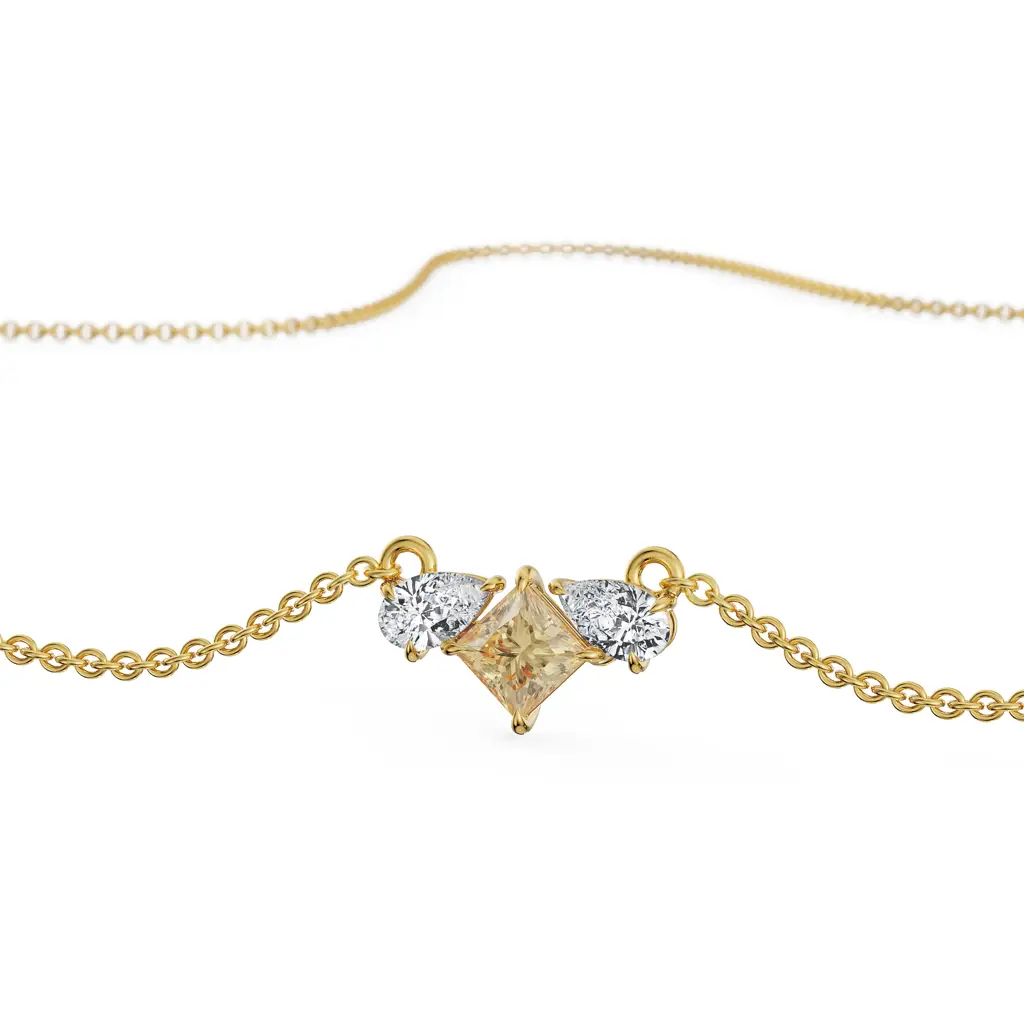 Pear Square Diamond Necklace : NCK17