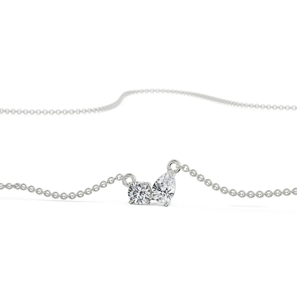 Duo Diamond Solitaire Necklace : NCK18