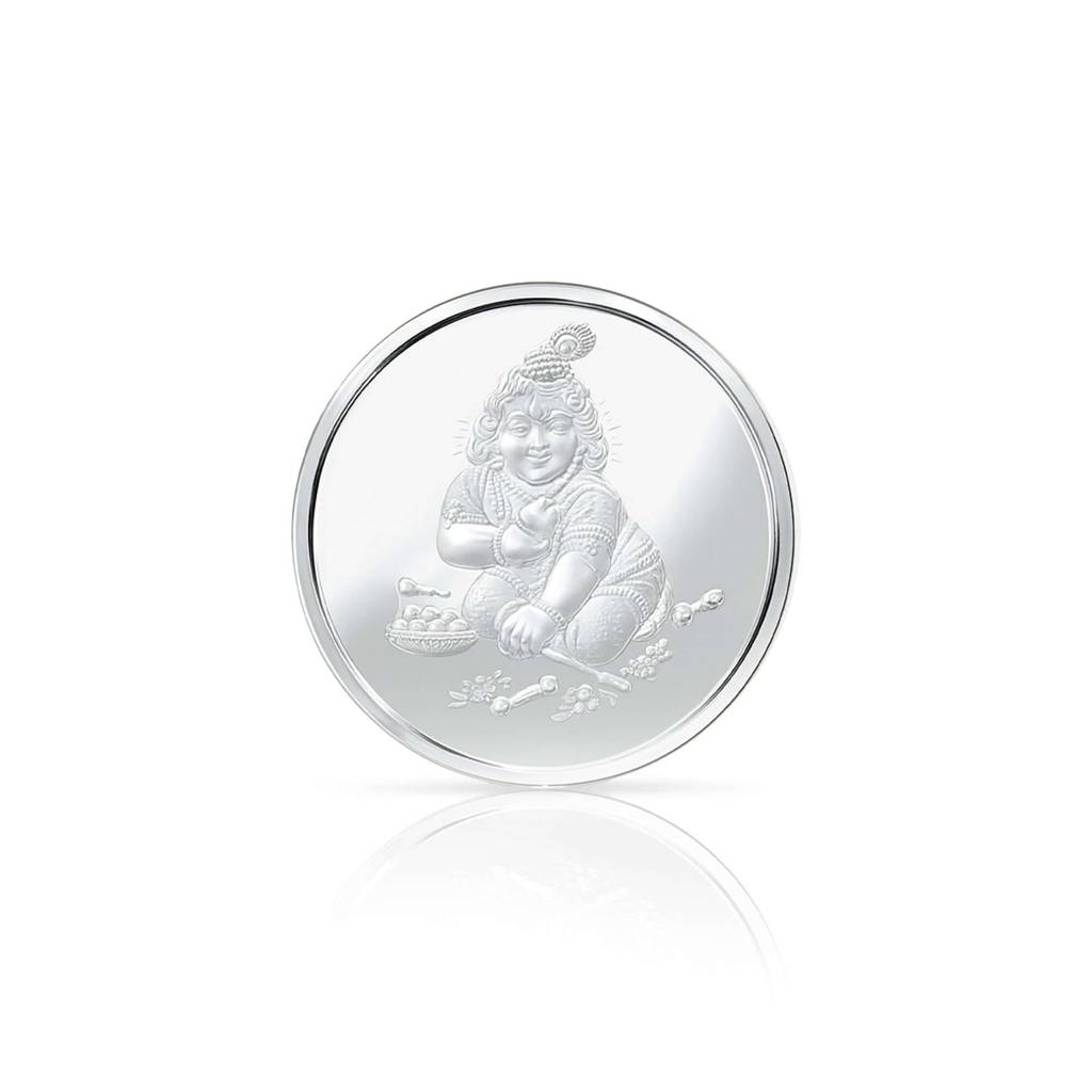 5G Pure Silver Coin Bal Krishna Engraving | Divine Collectible | Premium Gift Item : NCNWW01500034