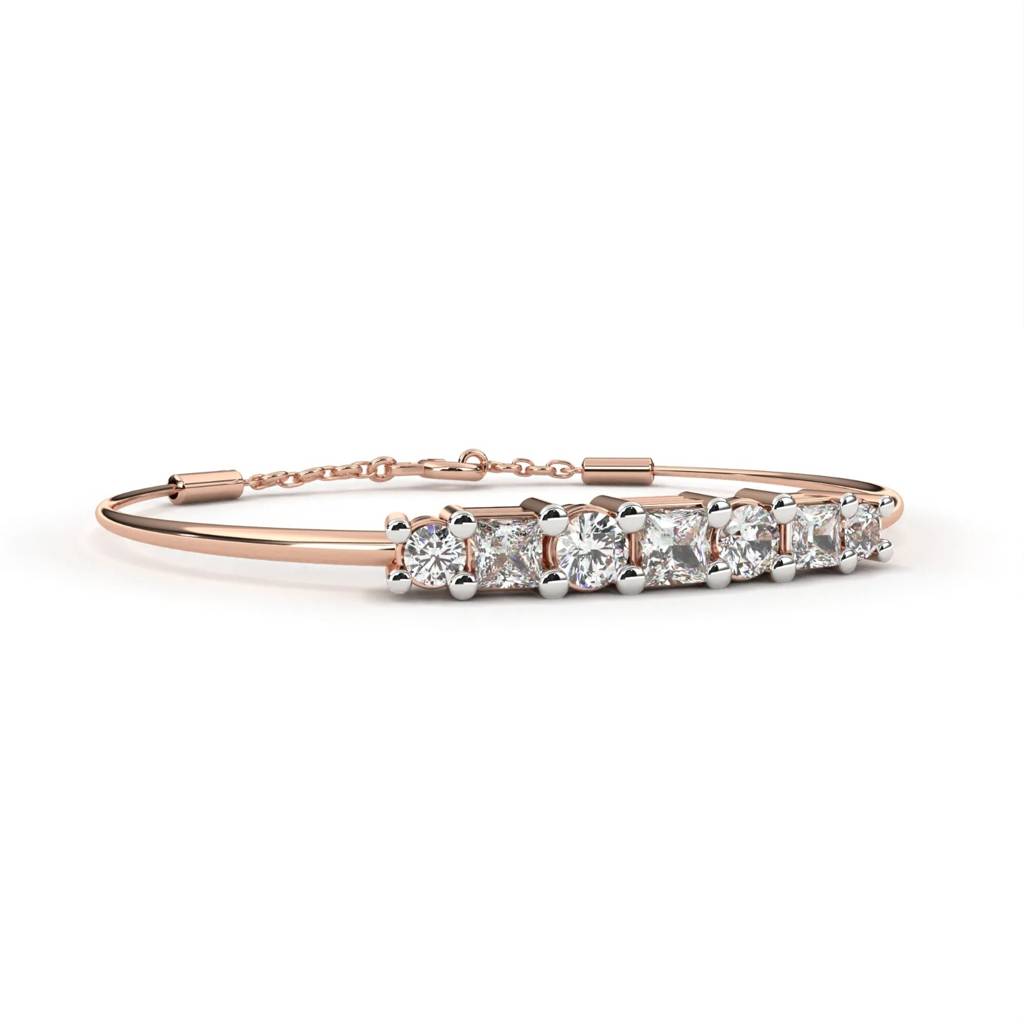 Anek  Mixed Diamond Bar Bracelet With Elegant Chain : ND-BRCT-14R-908