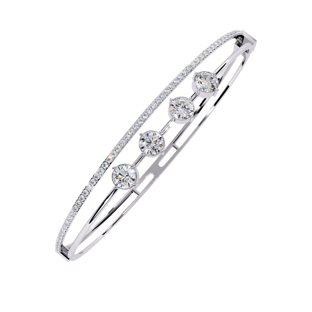 Sutra  Round Lab Grown Diamond Bangle Bracelet : ND-BRCT-14W-1107