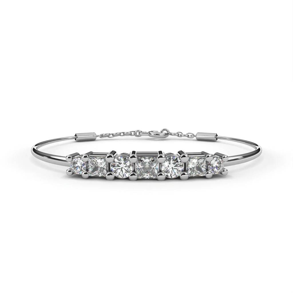 Anek  Mixed Diamond Bar Bracelet With Elegant Chain : ND-BRCT-14W-909