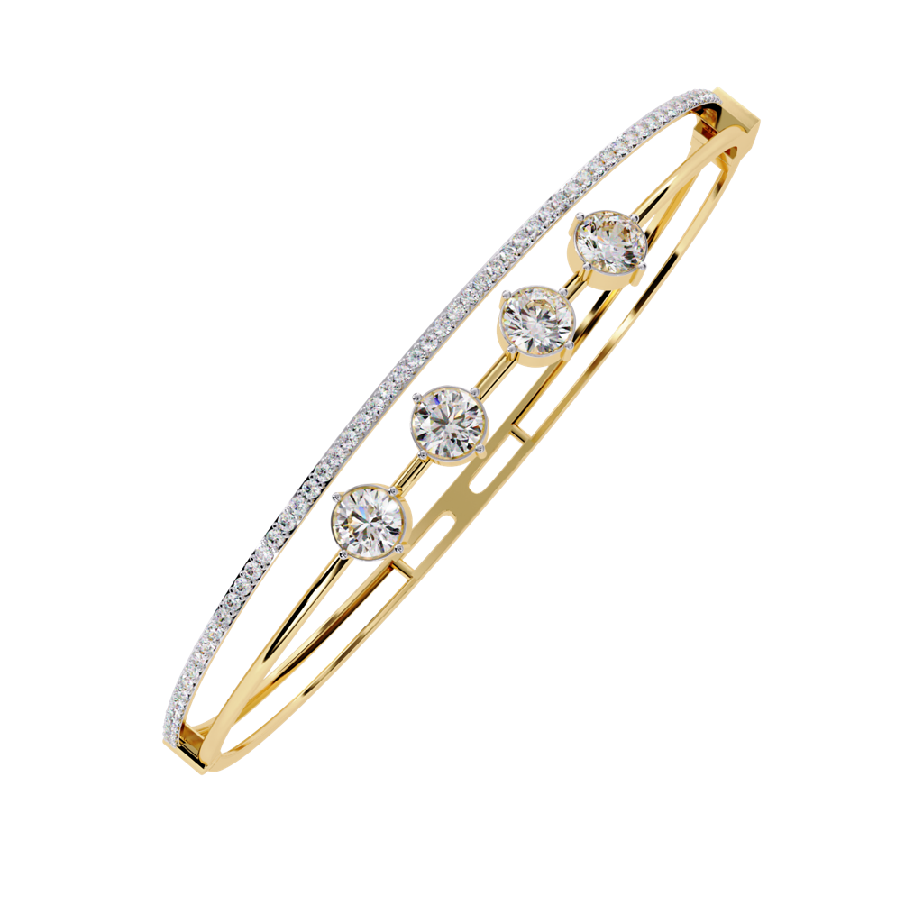 Sutra  Round Lab Grown Diamond Bangle Bracelet : ND-BRCT-14Y-1105