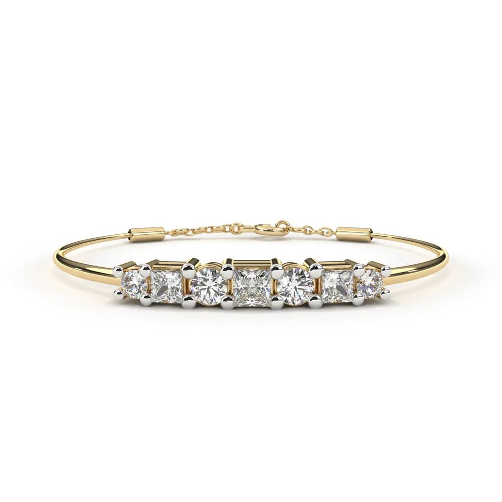 Anek  Mixed Diamond Bar Bracelet With Elegant Chain : ND-BRCT-14Y-907