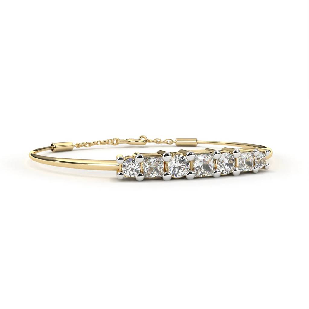 Anek  Mixed Diamond Bar Bracelet With Elegant Chain : ND-BRCT-14Y-907