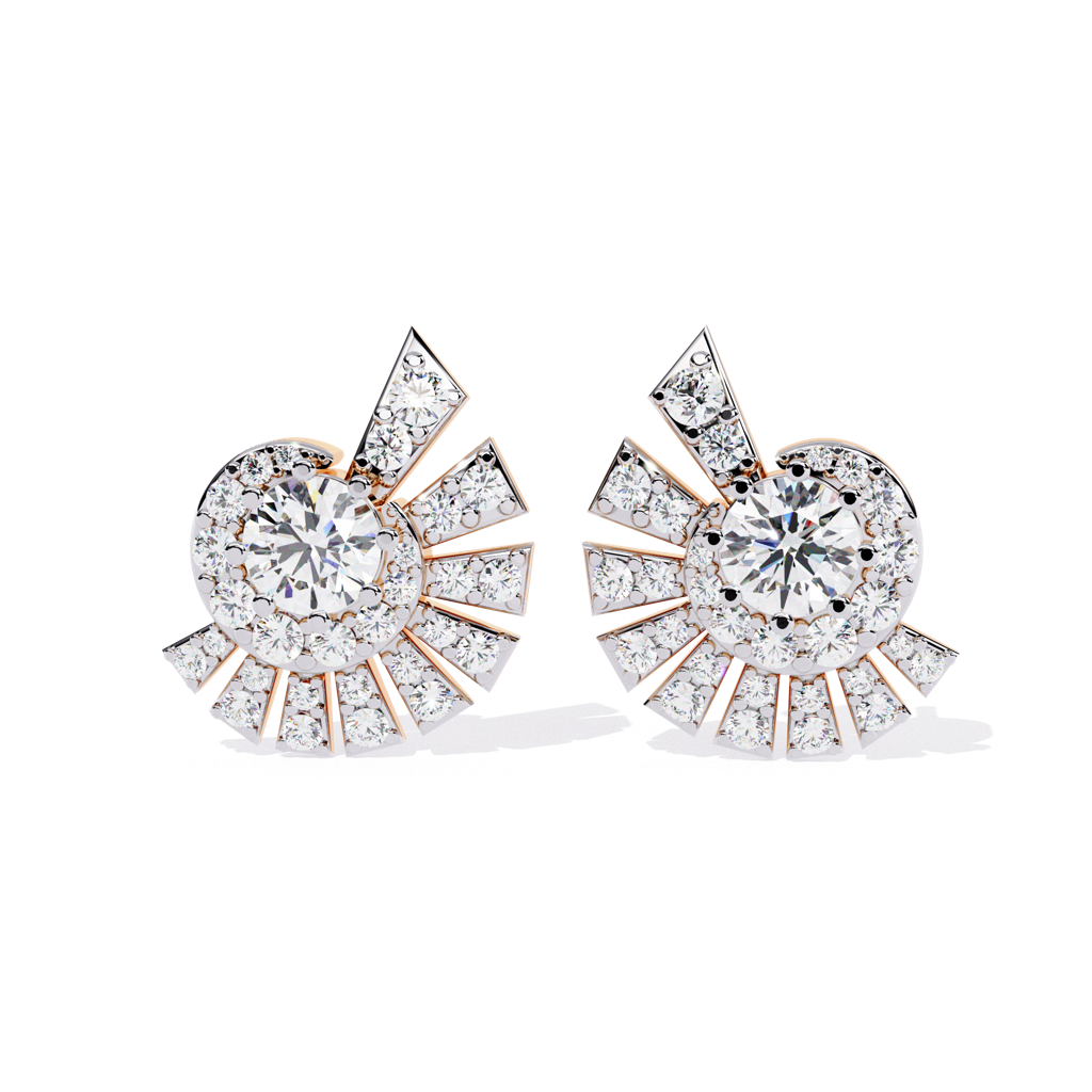 Mode  Diamond-Studded Round Lab Grown Diamond Studs : ND-ERNG-14R-1002
