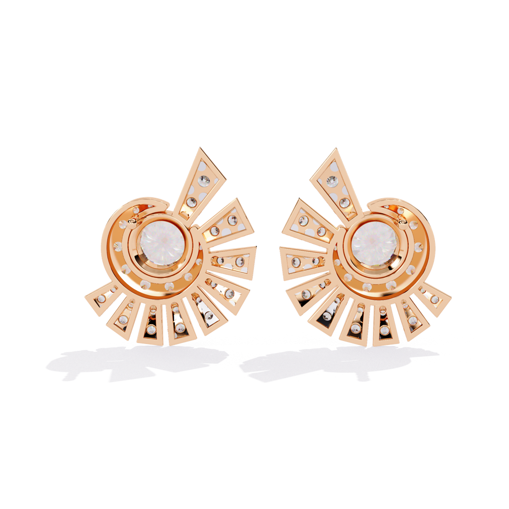Mode  Diamond-Studded Round Lab Grown Diamond Studs : ND-ERNG-14R-1002